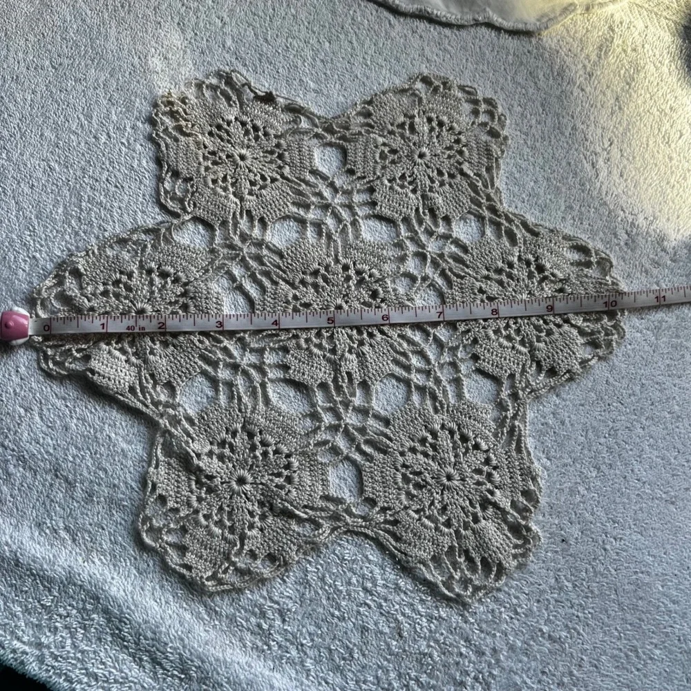 Vintage Doilies Set 4 White Cream Crochet Embroidered Lace Floral